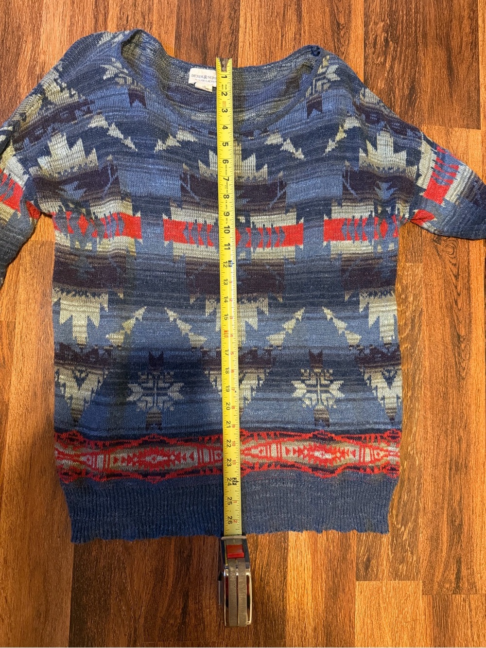 Vintage Ralph Lauren Blue Patterned Aztec-Print Women's Sweater - Picture 5 of 10